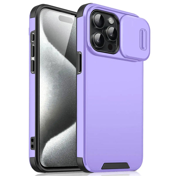 Close-up of sliding camera cover on the case.