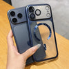 Two matte translucent iPhone 17 cases in orange and blue showing the premium finish.