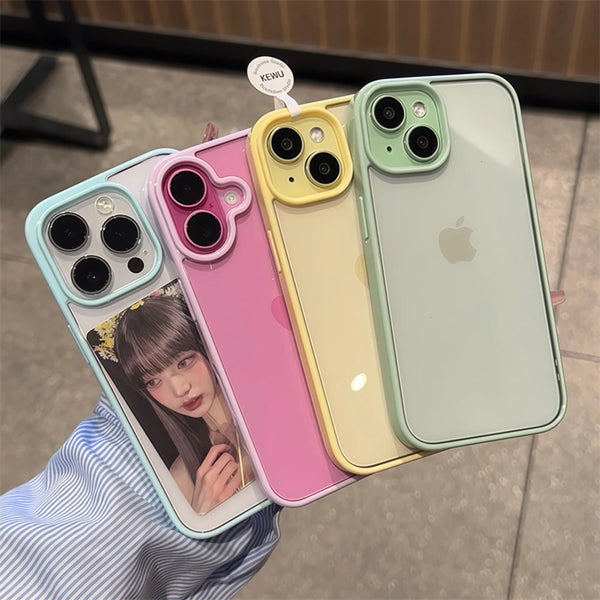 Clear Candy Color Case With Bumper Protection For iPhone
