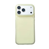 Yellow matte clear iPhone case front view with translucent pastel border and camera cutout