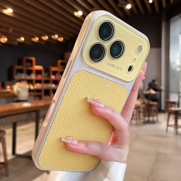 Elegant Litchi Leather Armor iPhone Case