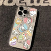 Transparent cute cat iPhone case shown on a phone with playful cat artwork and clear TPU finish.