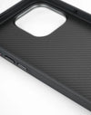 Close-up of the case interior and side buttons, showing the half-wrapped fit and precise cutouts
