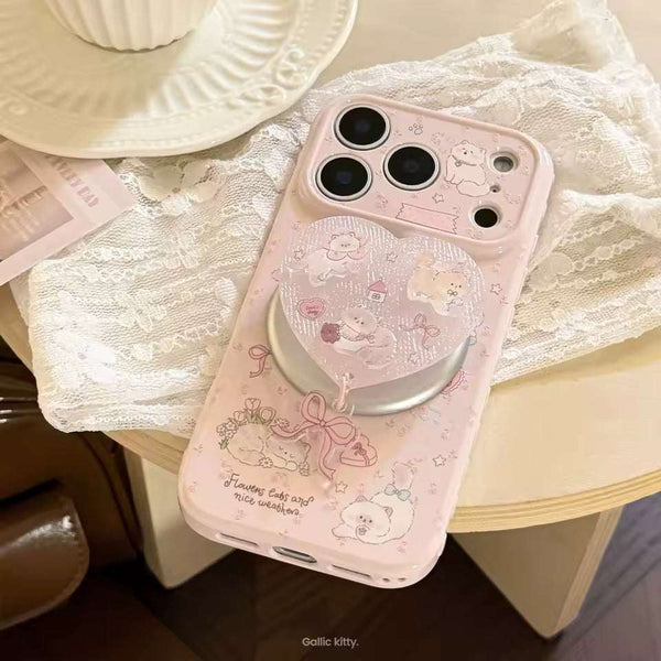 Cute Cartoon Kitty Case For iPhone 17 Pro - Magnetic Stand
