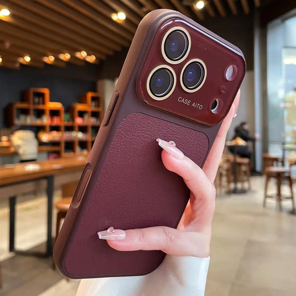 Elegant Litchi Leather Armor iPhone Case