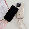 Black leather Lanyard Card Holder Case with strap