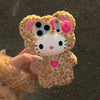 Cute Fluffy Leopard Print Hello Kitty Phone Case
