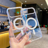 Two transparent iPhone cases showing the clear finish and MagSafe ring alignment