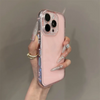 Pink clear iPhone case showing soft silicone sides and glossy back