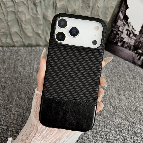 Leather Nylon iPhone Case – Shockproof & Matte