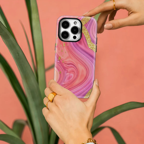 Pink Marble Magnetic Case For– Elegant Style