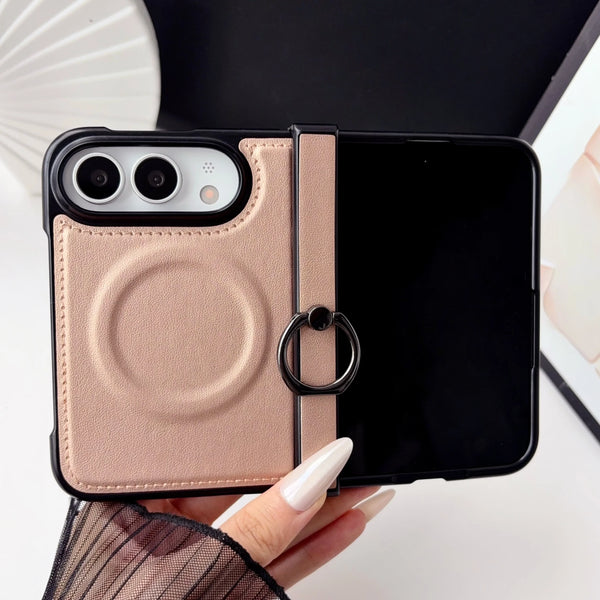 Plain Leather Magnetic Ring Case