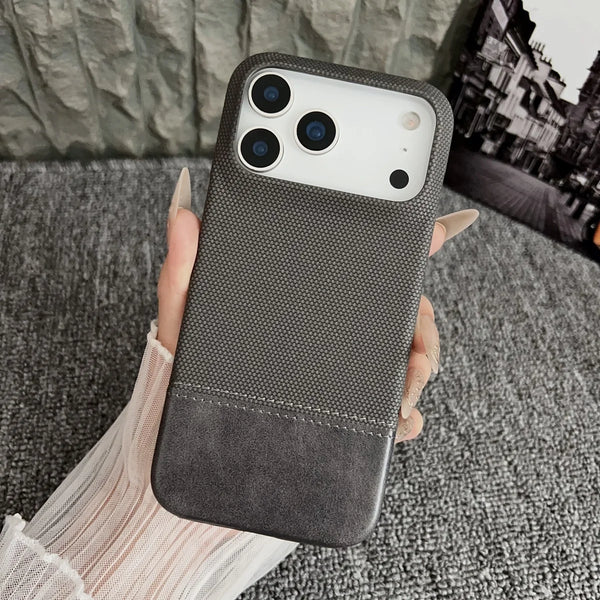 Leather Nylon iPhone Case – Shockproof & Matte