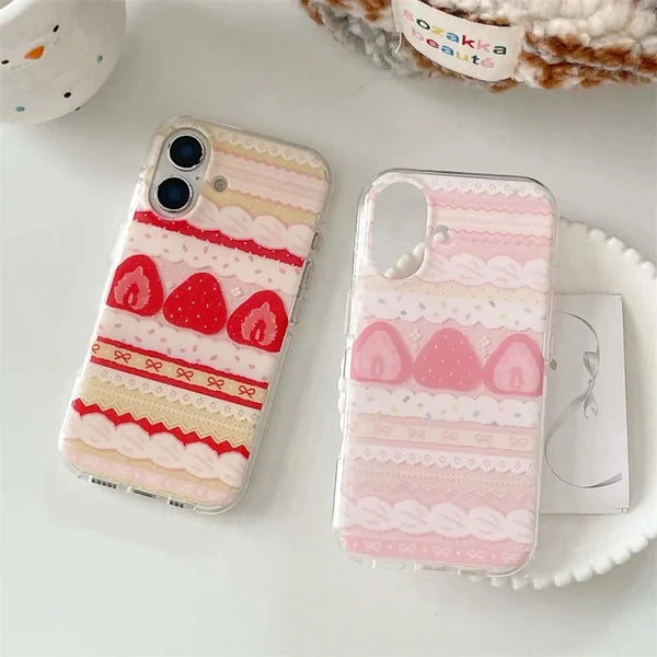 Strawberry Cake Lace Bowknot Phone Case