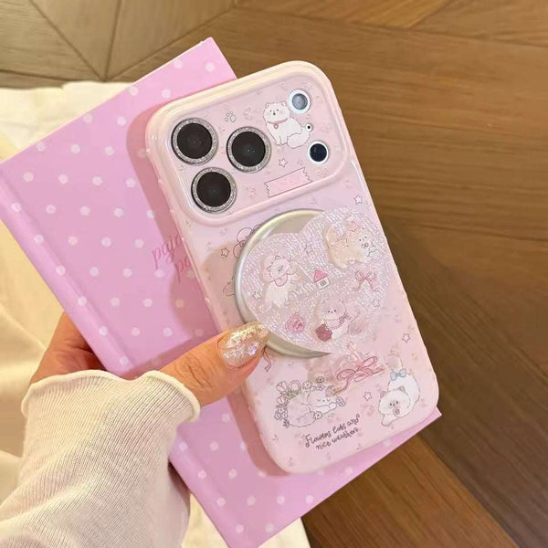 Cute Cartoon Kitty Case For iPhone 17 Pro - Magnetic Stand