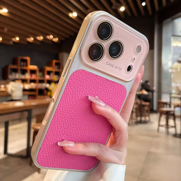 Elegant Litchi Leather Armor iPhone Case