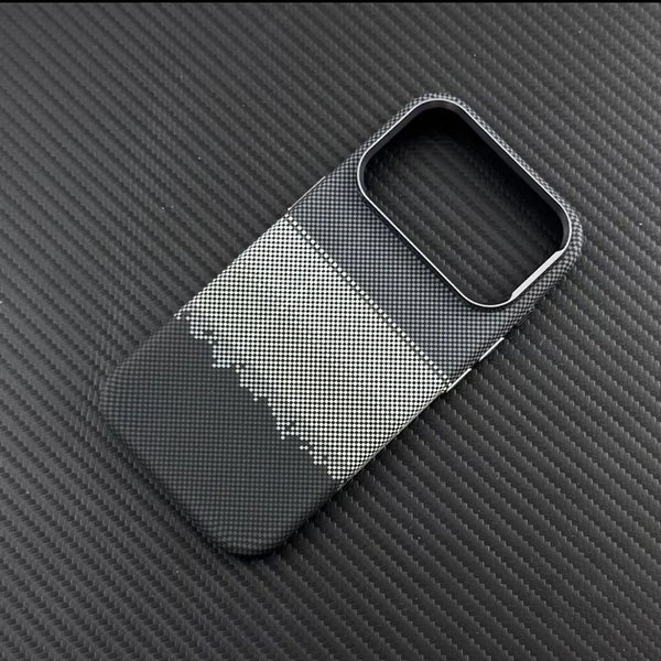 Black carbon-inspired MagSafe iPhone case with anti-fingerprint finish