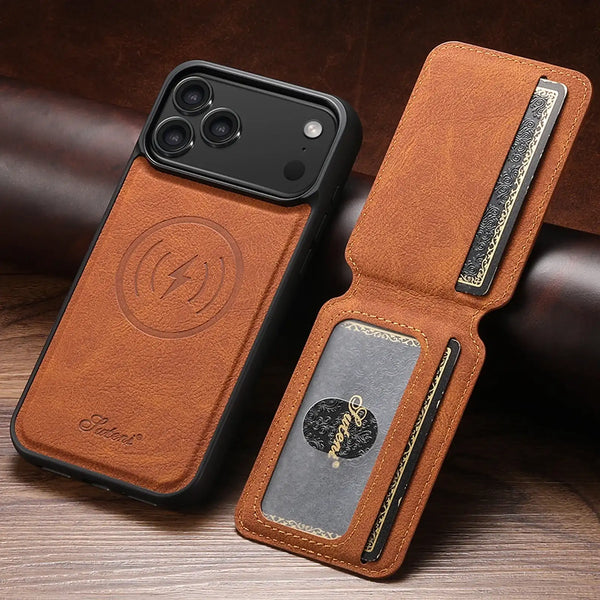 MagSafe Leather Wallet Case iPhone 17 Pro – Daily Carry