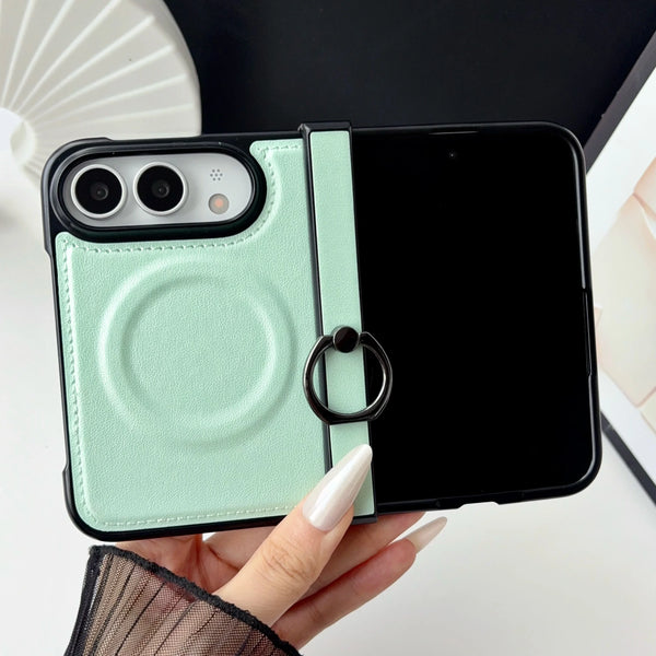 Plain Leather Magnetic Ring Case