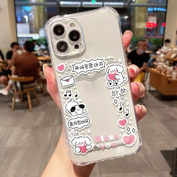 Korean Aesthetic Pink Case – Clear Card Slot – iPhone 13 Series