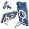 Transparent iPhone case using the built-in kickstand with MagSafe compatibility