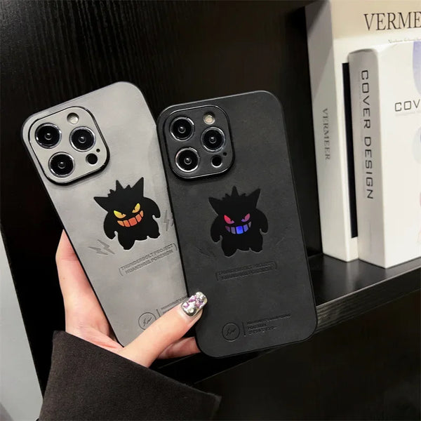 Cartoon Anime Gengar Faux Leather Laser Phone Case