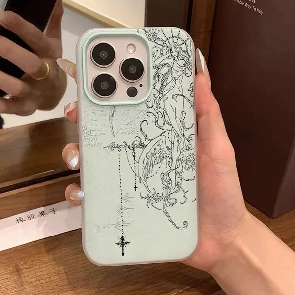 Gothic Style Angel Cross LinePhone Case