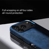 Close view of the case showing wrapped edges, button cutouts, and refined camera opening