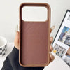 Brown woven iPhone case interior frame showing slim fit and full camera opening