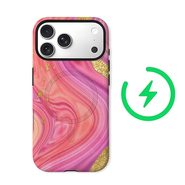 Pink Marble Magnetic Case For iPhone 15 Pro β Elegant Style