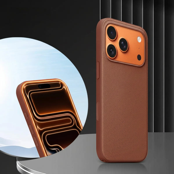 Brown fabric weave case from Trendora with raised bezel