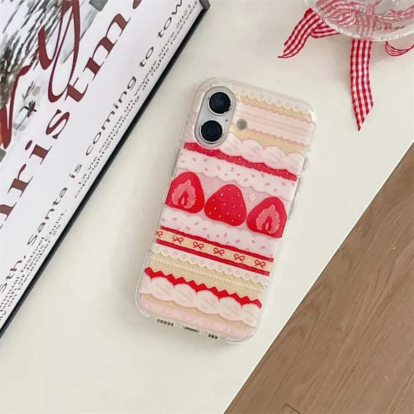 Strawberry Cake Lace Bowknot Phone Case