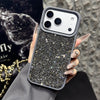 Gray rhinestone glitter shockproof bumper case for iPhone 17 Pro with textured sparkle back