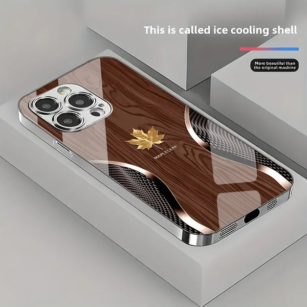 Gold Maple Leaf Wood Grain Phone Case
