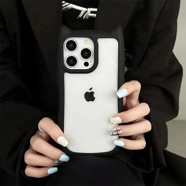 Soft Silicone Cute Cat Ear Phone Case For iPhone