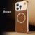 Brown leather iPhone case with centered magnetic ring and warm vintage-inspired finish