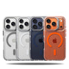 Four clear bumper case color options shown together with MagSafe-compatible ring design