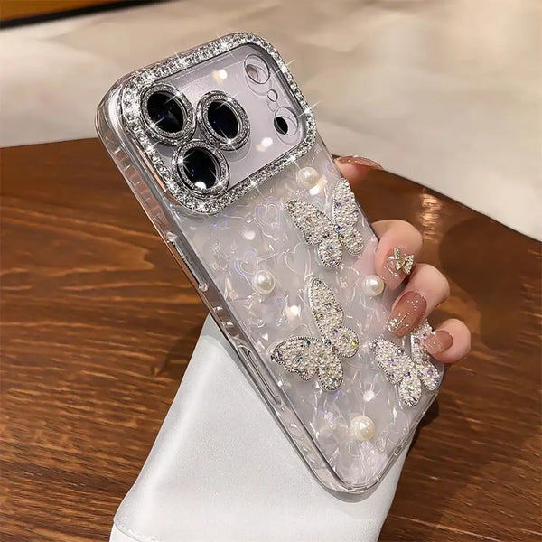 Rhinestone Glitter Pearl Butterfly iPhone Case for iPhone