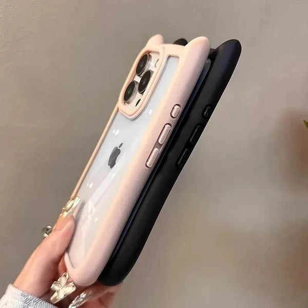 Soft Silicone Cute Cat Ear Phone Case For iPhone