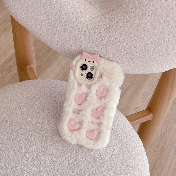 Soft Heart Fur Phone Case