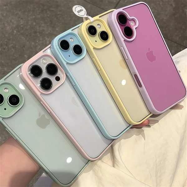 Clear Candy Color Case With Bumper Protection For iPhone