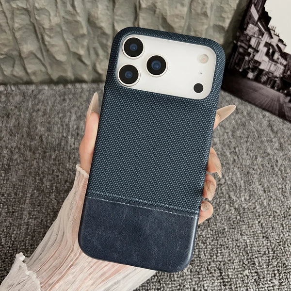 Leather Nylon iPhone Case – Shockproof & Matte