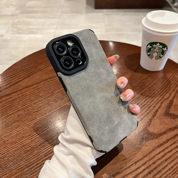 Light gray matte silicone iPhone case with slim profile and full coverage