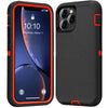 Black and red heavy duty iPhone case showing front and back protection