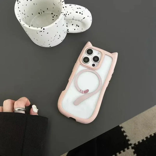 3D Cute Kitty Ear Phone Case – iPhone 16 | MagSafe Cover