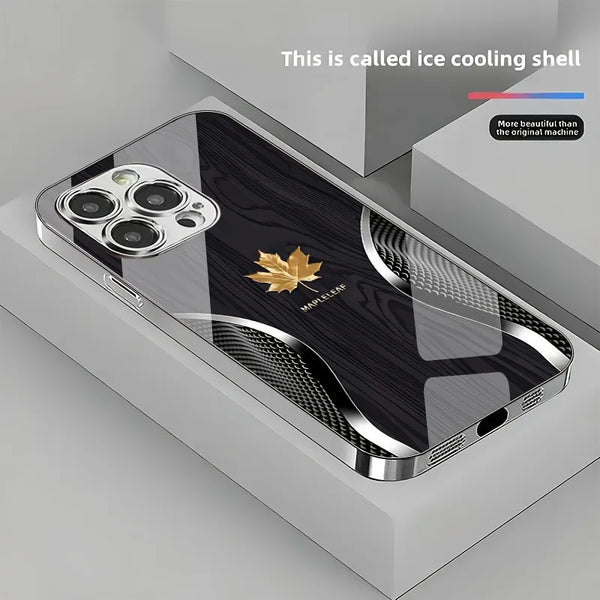 Gold Maple Leaf Wood Grain Phone Case