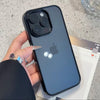 Black iPhone in a clear glossy case with raised pastel bumper protection