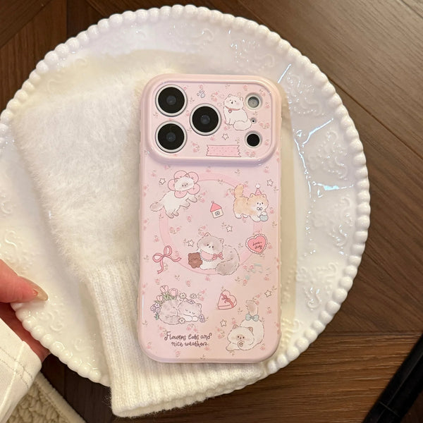 Cute Cartoon Kitty Case For iPhone 17 Pro - Magnetic Stand