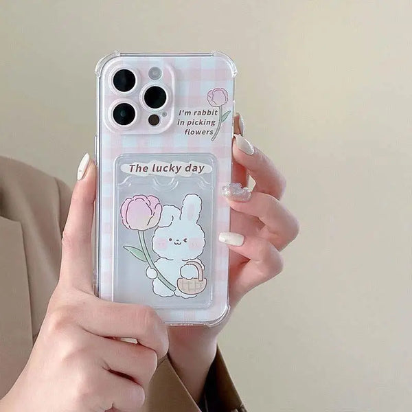 Korean Aesthetic Pink Case – Clear Card Slot – iPhone 13 Series