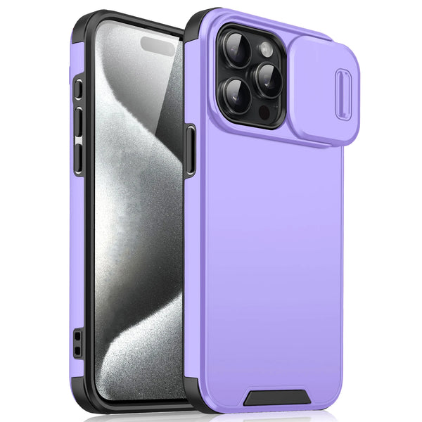 Close-up of sliding camera cover on the case.